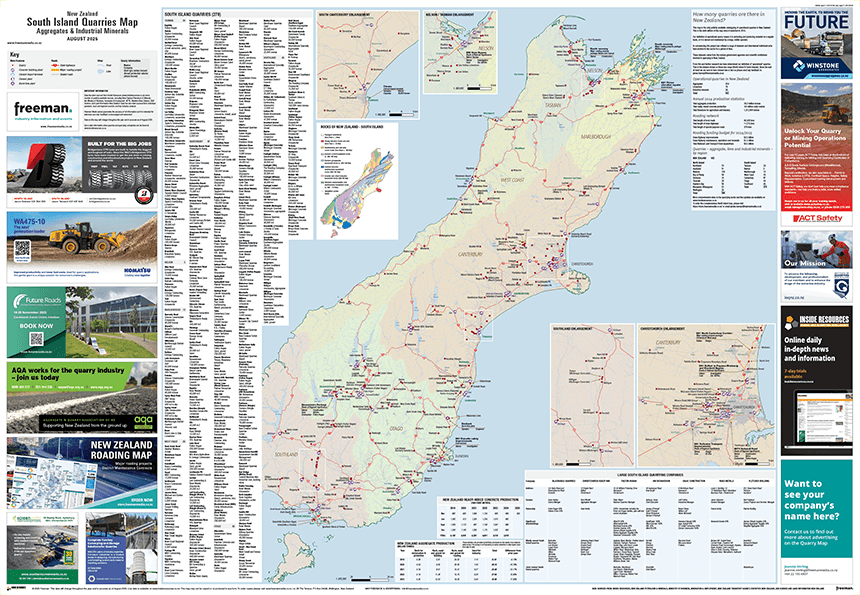 New Zealand Quarry Map - South Island